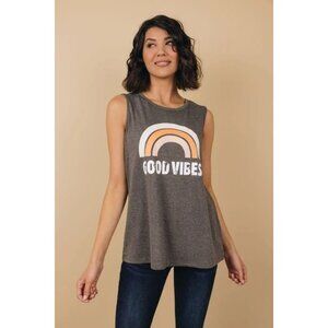 Good Vibes Tank Top - Women's Sleeveless Black tank top Small soft casual